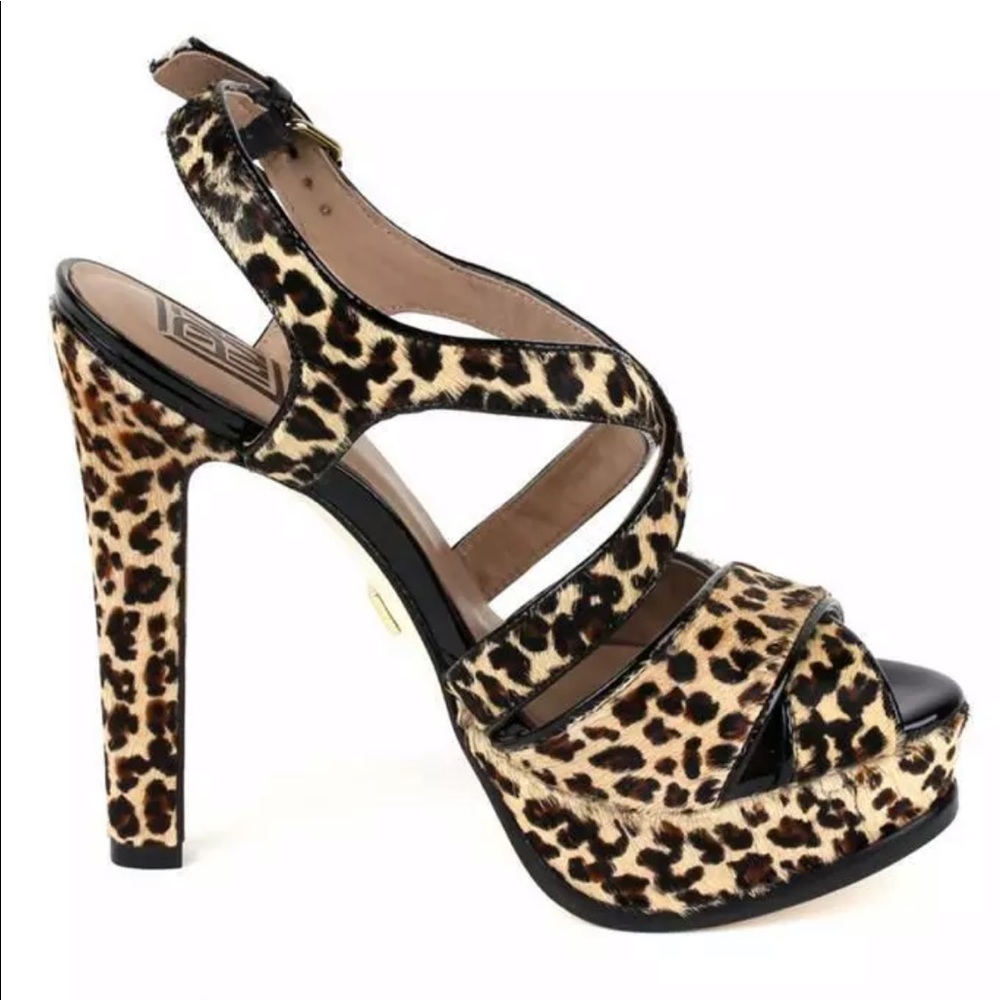 Animal print leopard platform sandal - calf hair